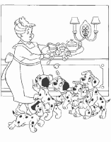 A coloring page of 101 dalmatians